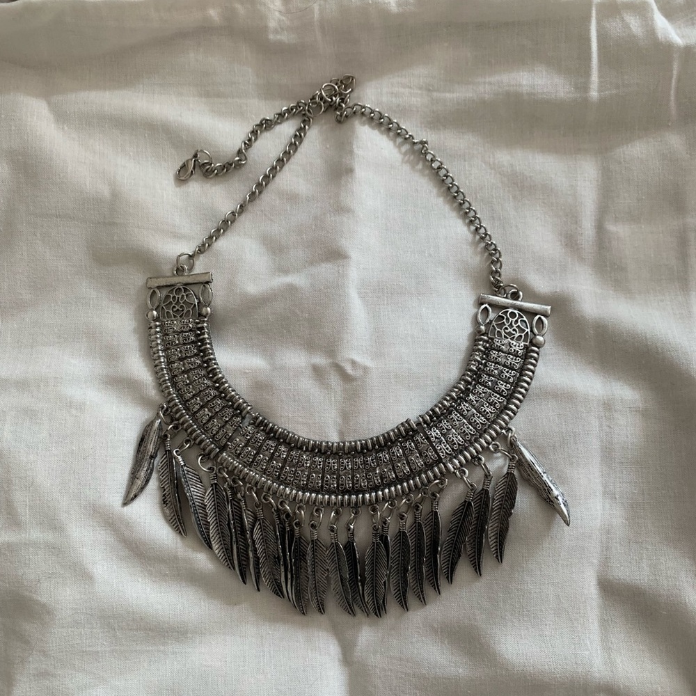 Metal Feather Necklace
